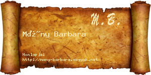 Mány Barbara névjegykártya